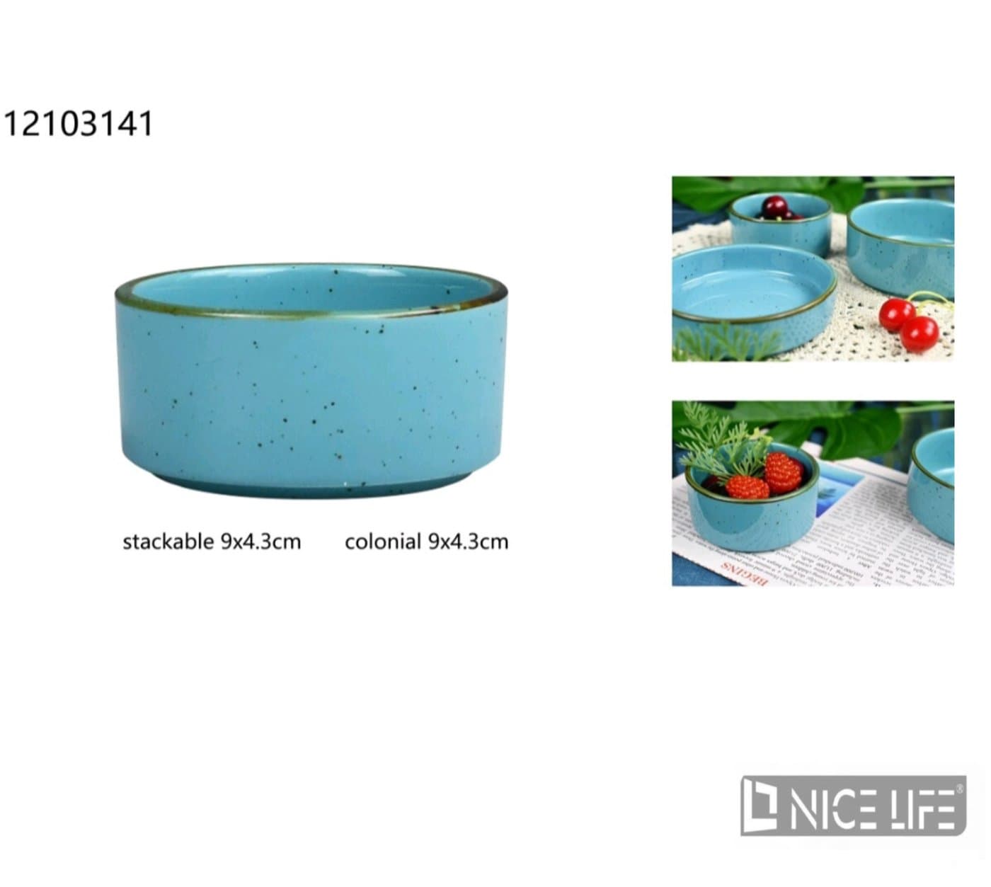 Miseczka ceramiczna niebieska nakrapiana, 9 × 4,3