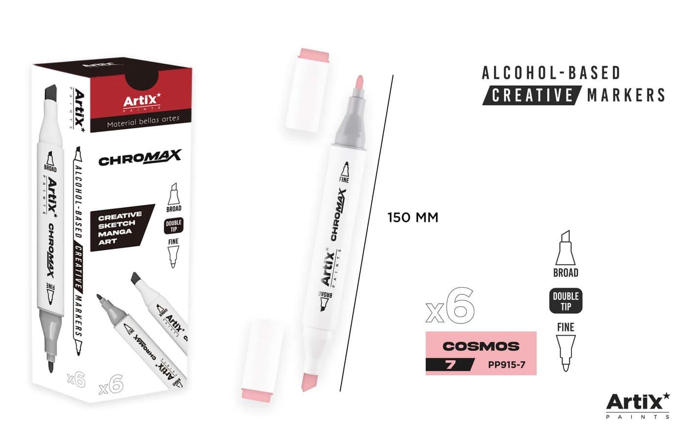 Marker dwustronny Chromax Cosmos 7, końcówka szeroka i cienka