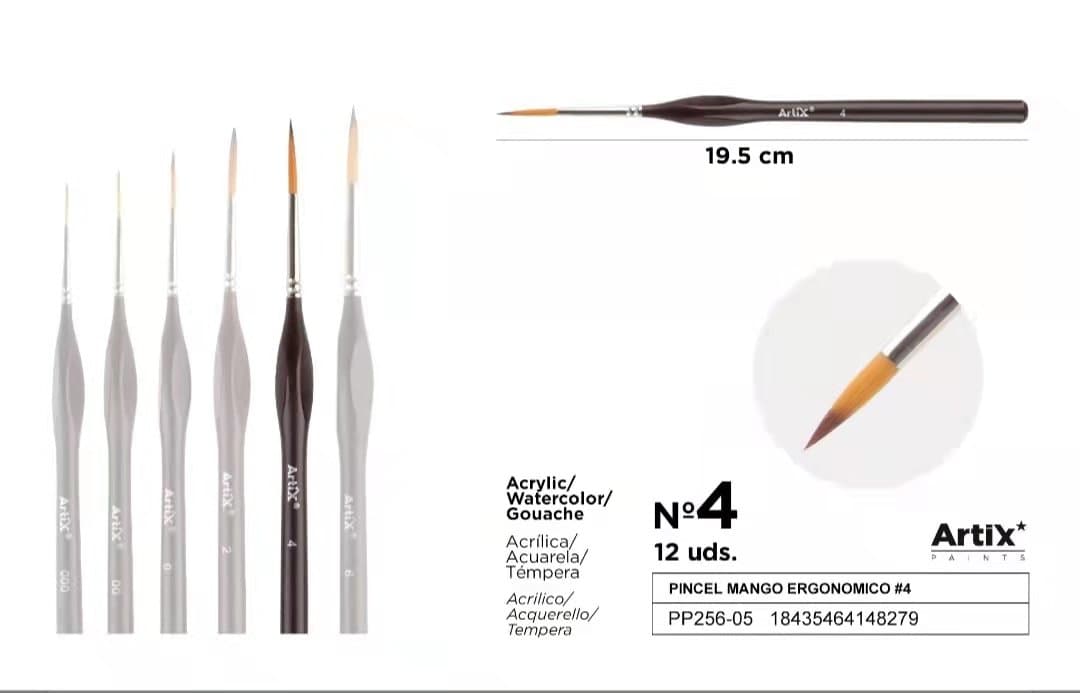 Pędzel ergonomiczny malarski cienki liniowy 4#