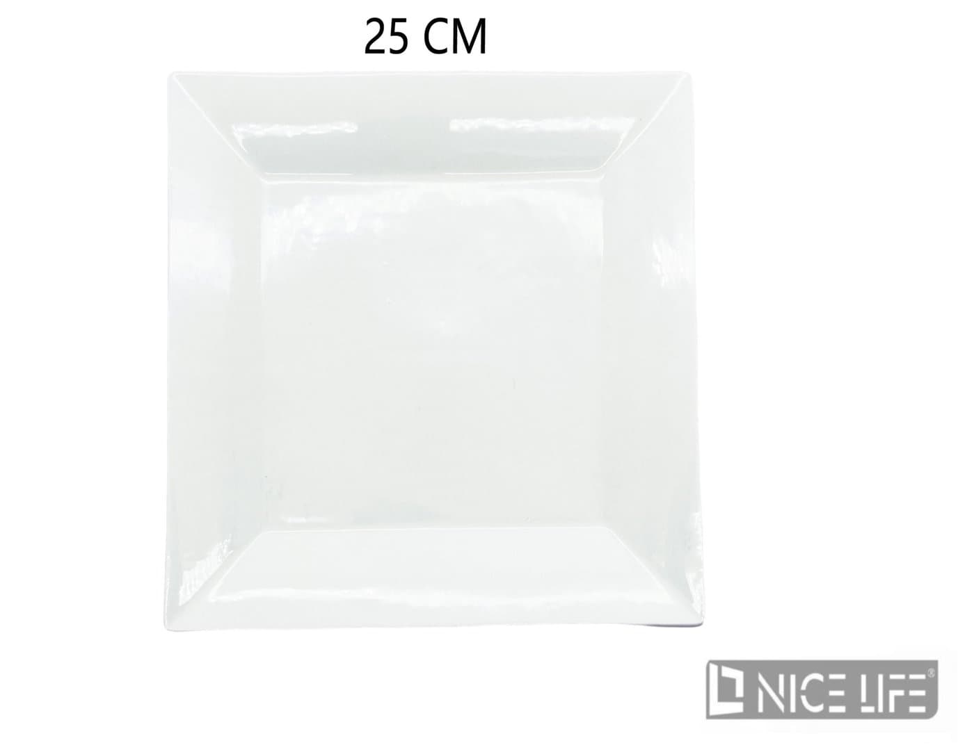 Talerz ceramiczny biały kwadratowy z podniesionymi brzegami