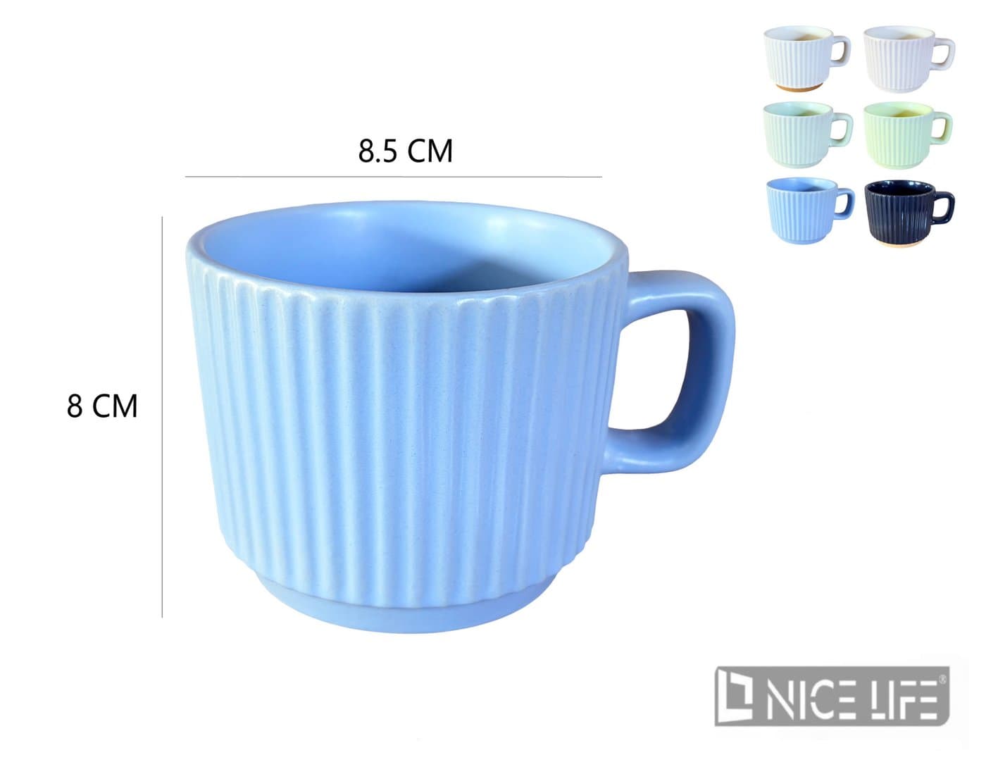 Kubek ceramiczny pionowo ryflowany wielokolorowy