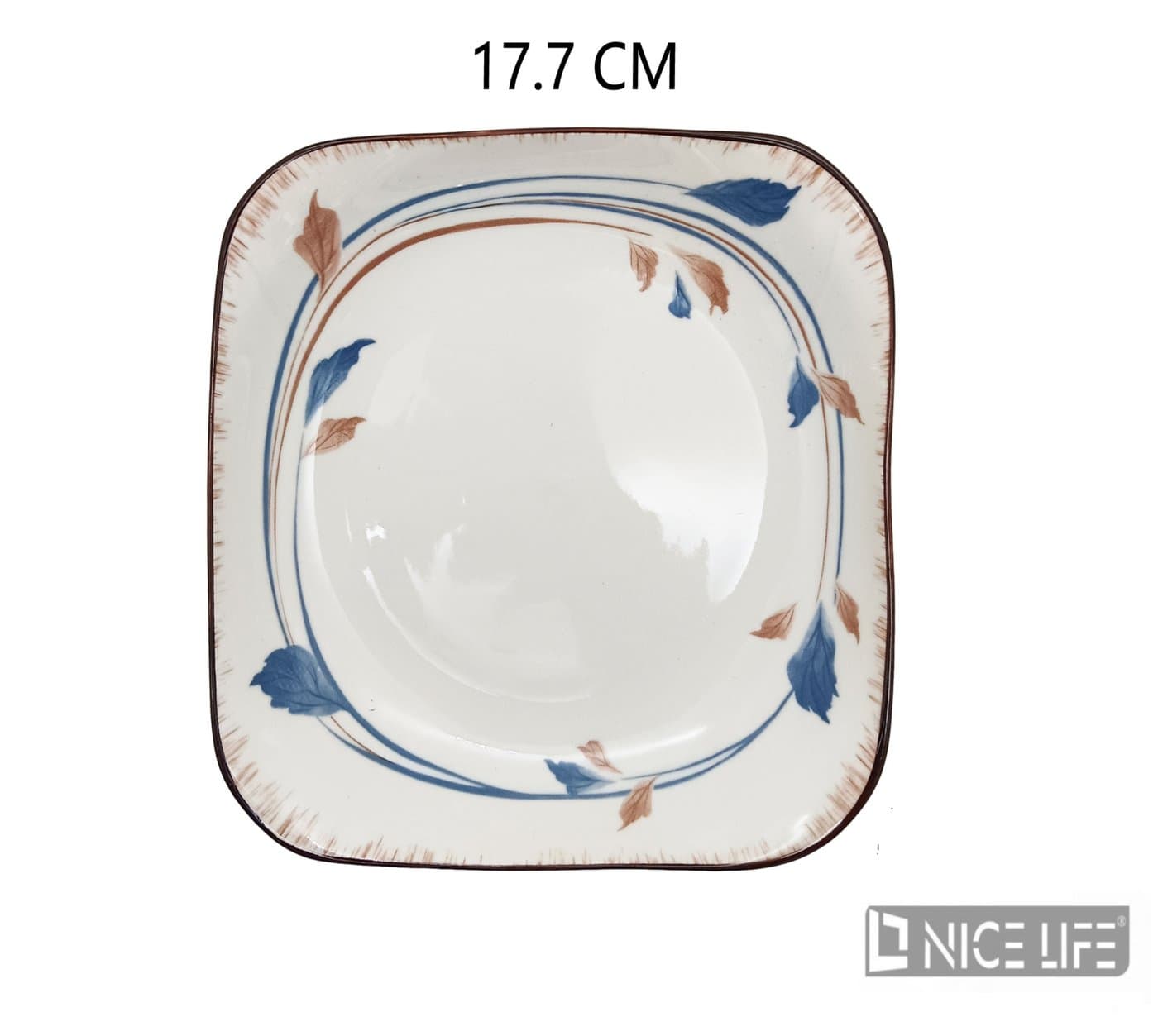 Talerz ceramiczny kwadratowy z dekoracją roślinną