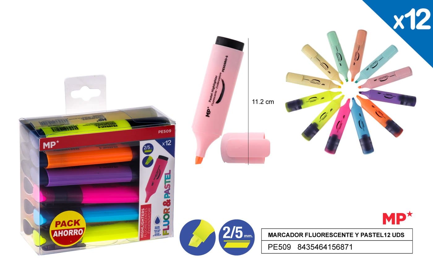 Zakreślacz fluorescencyjny 12 sztopakowanie MIX
