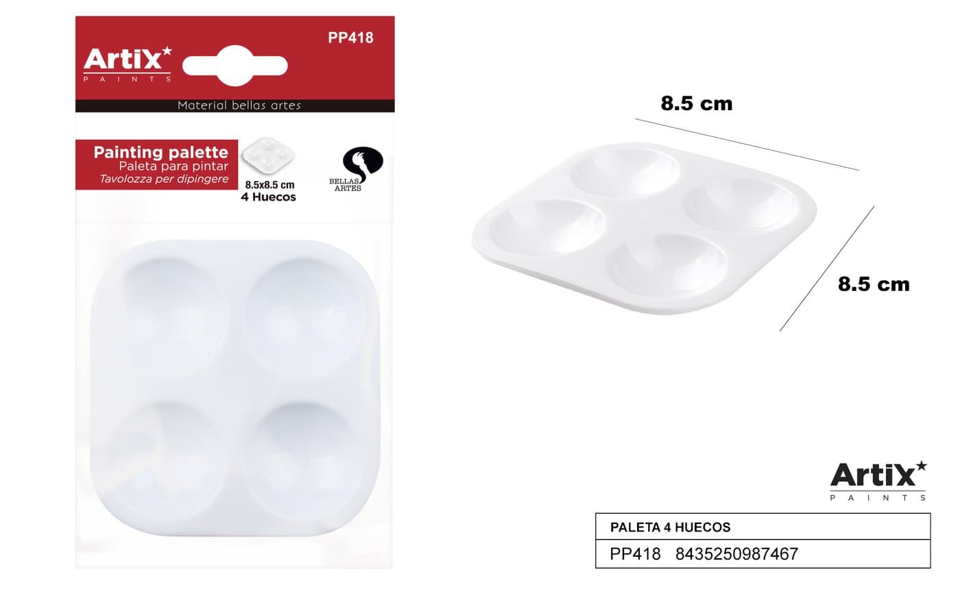 Paleta malarska z tworzywa sztucznego biała kwadratowa