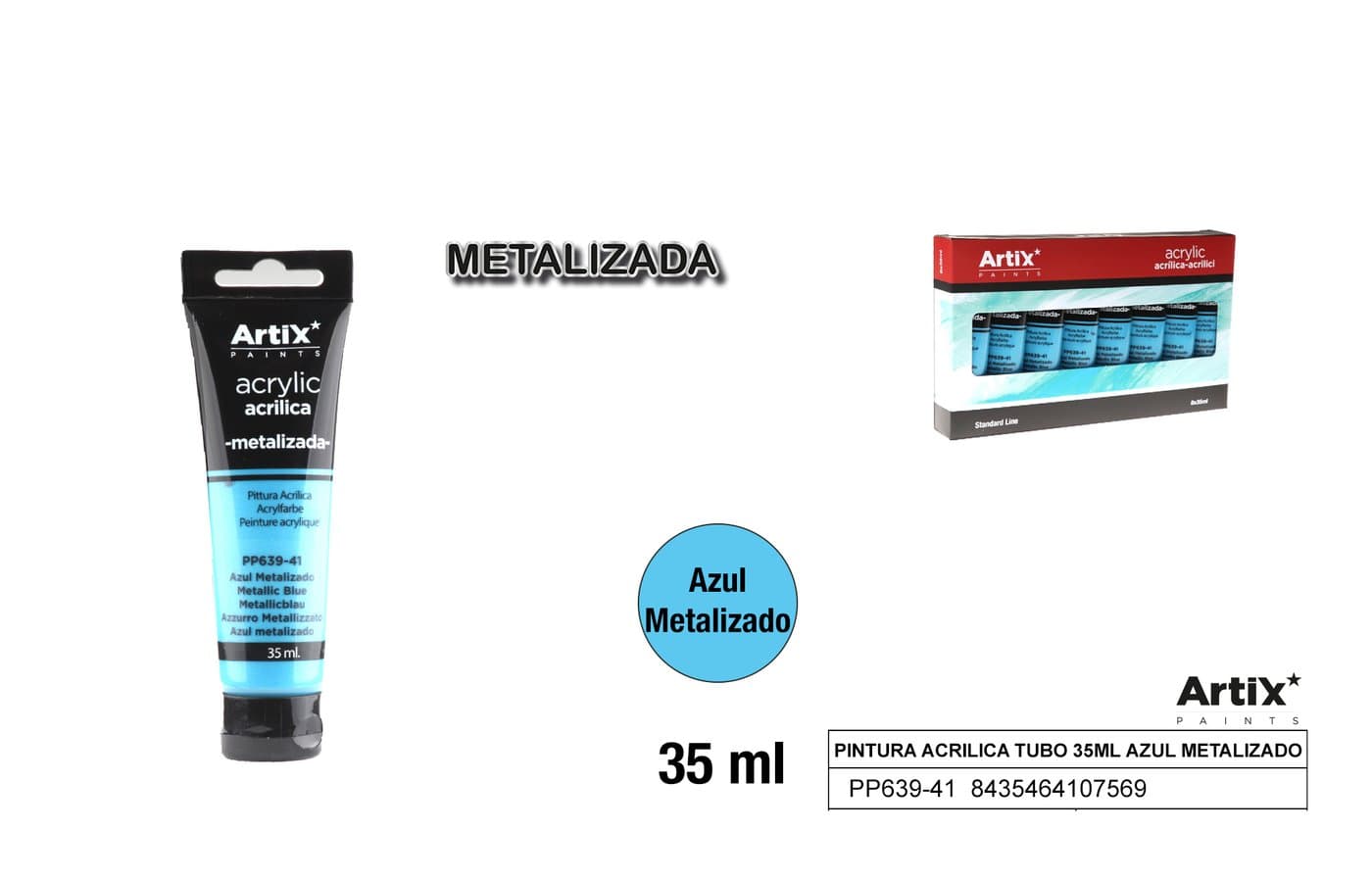 Farba akrylowa metalizowana niebieska w tubce
