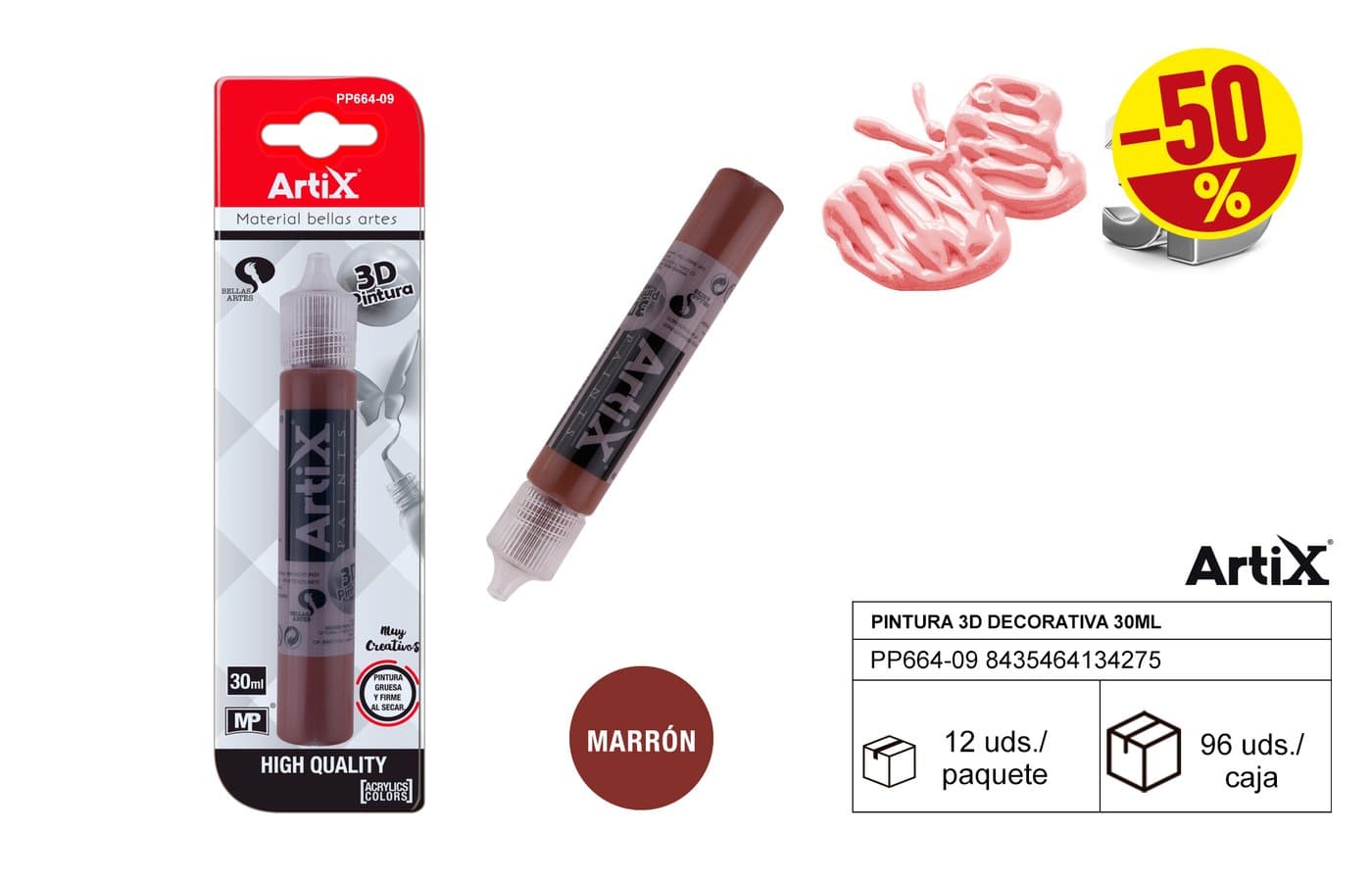 Farba dekoracyjna 3D 30 ml brązowa