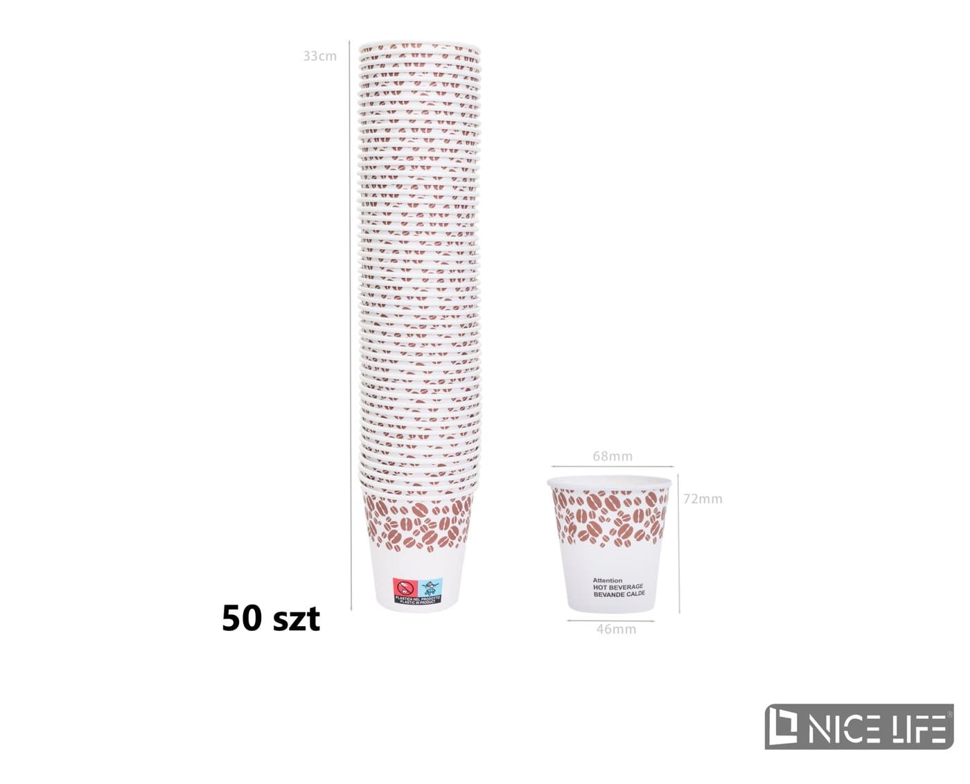 Kubeczki papierowe 150 ml (50 szt) - CAFE