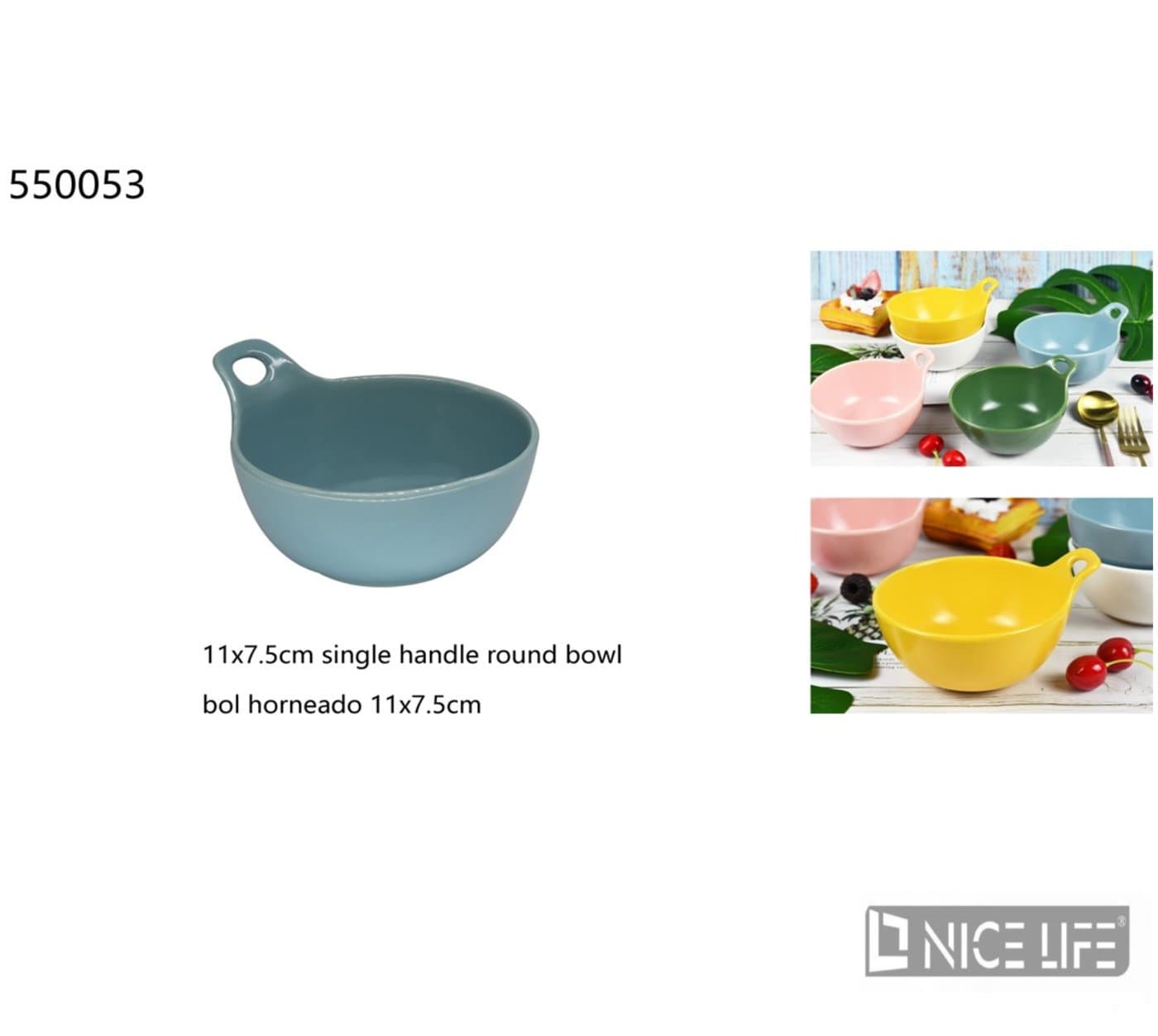 Miseczka ceramiczna z uchwytem niebieska