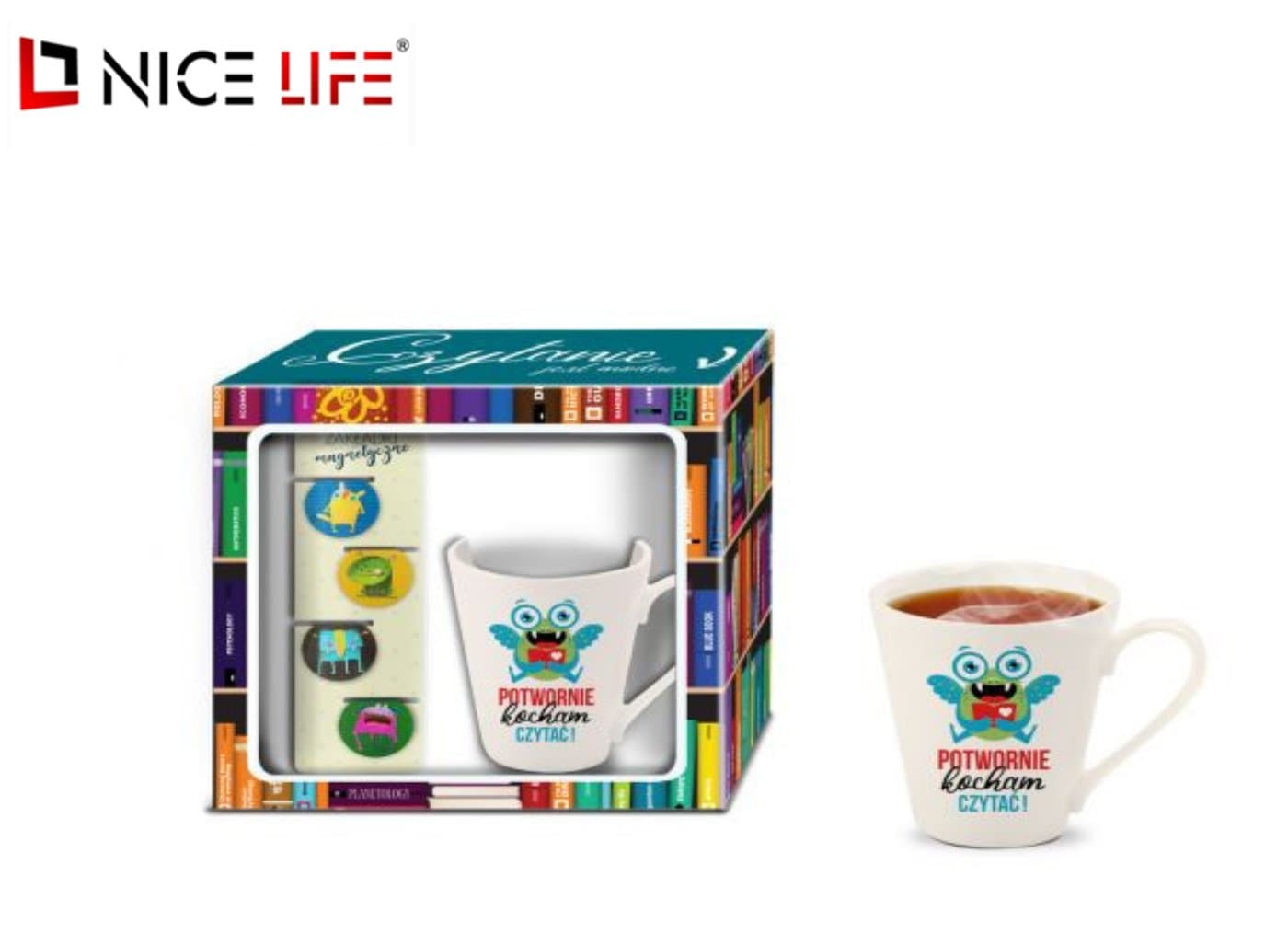 Kubek NBC Skos 300ml plus zakładka - Potwornie kocham czytać