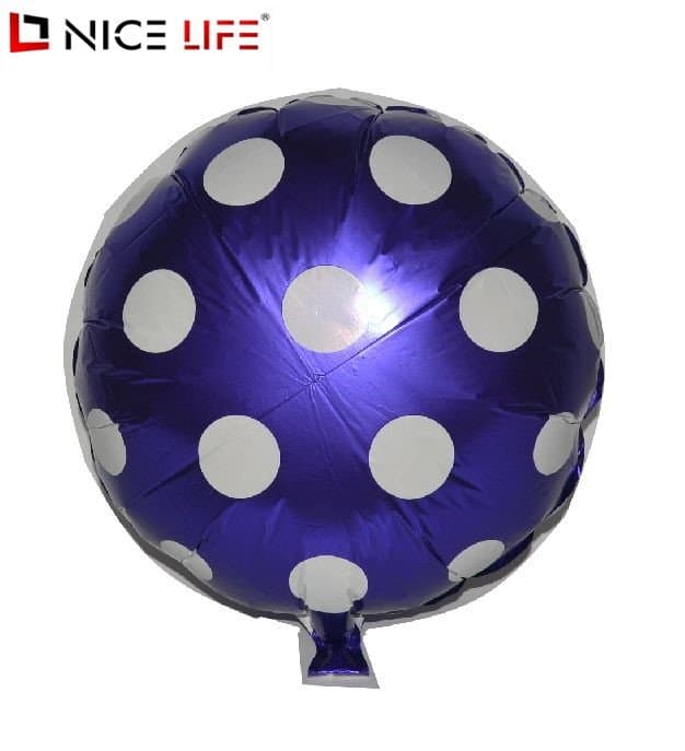 Balon foliowy okrągły granatowy w białe kropki