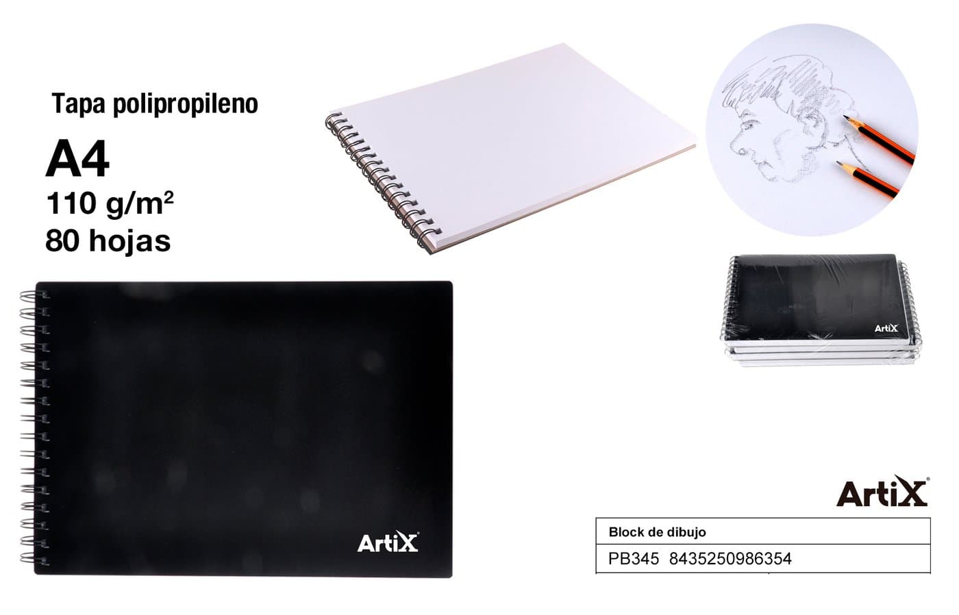 Blok do rysowania A4 80 ark. 110g ARTIX