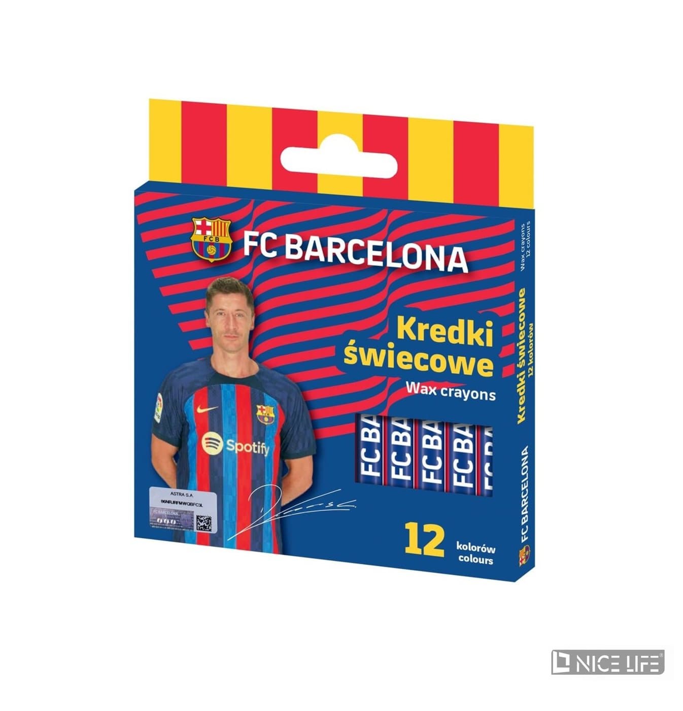KREDKI ŚWIECOWE OKRAGŁE FC BARCELONA 12KOL