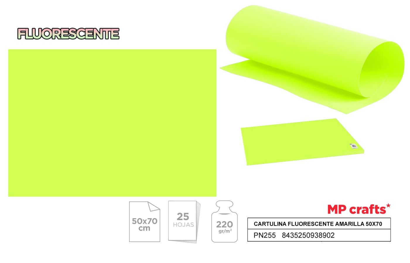 Papier techniczny fluorescencyjny żółty 50 × 70 cm