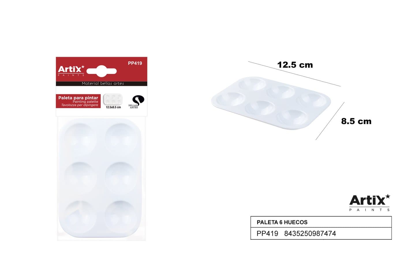 Paleta malarska z tworzywa sztucznego biała podłużna