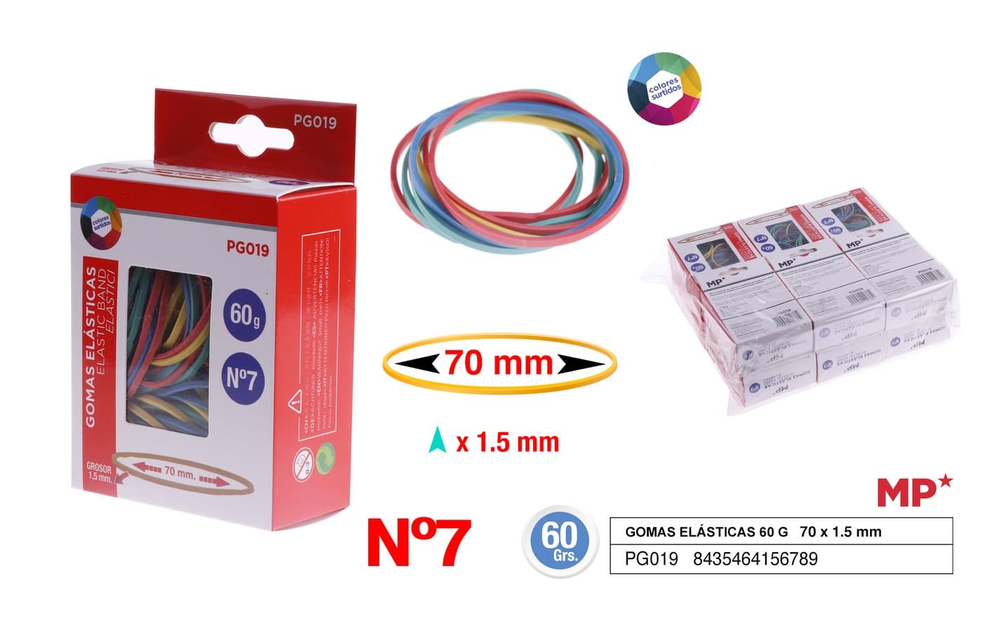 Gumki recepturki kolorowe 70 × 2 mm