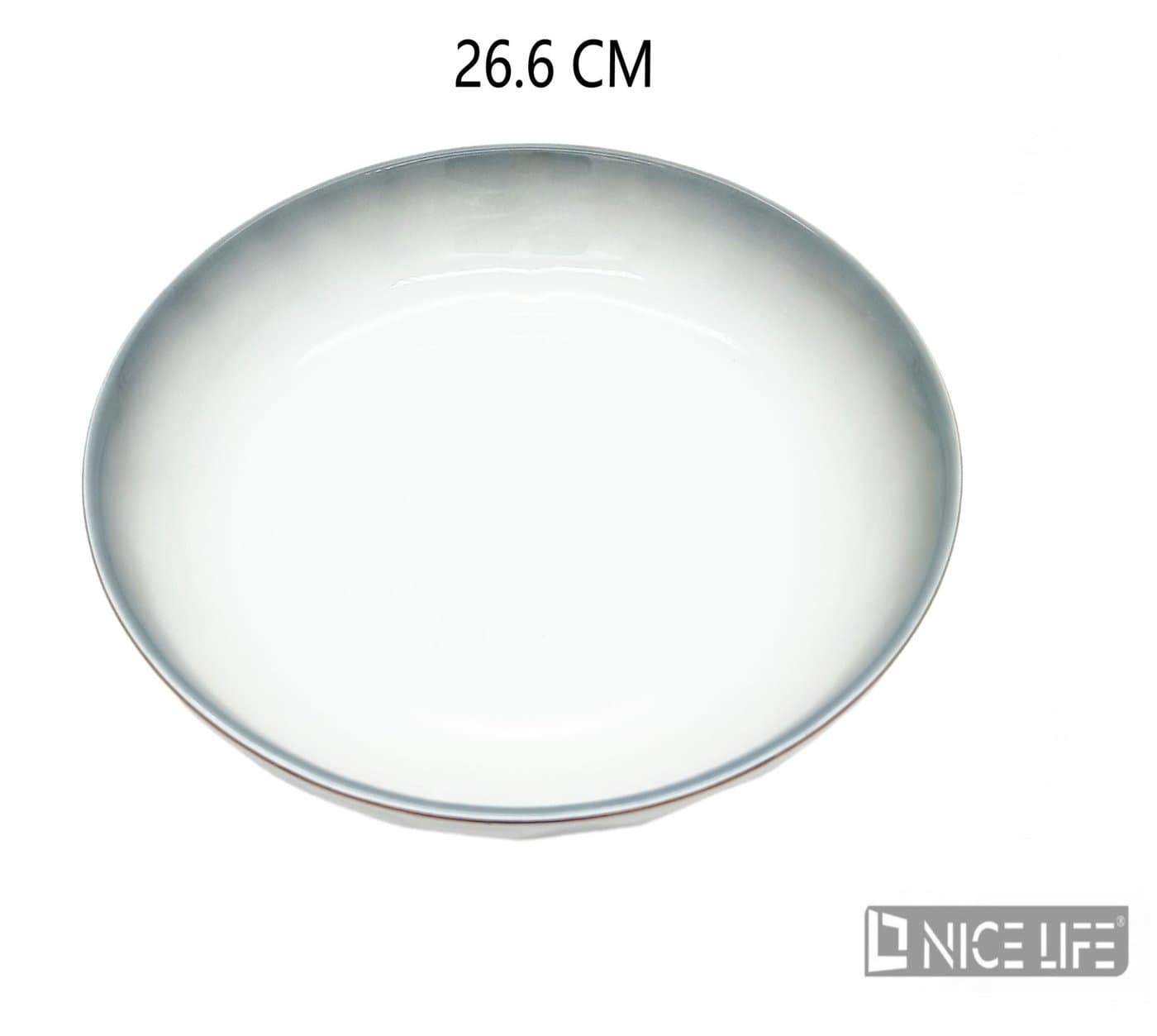 Talerz okrągły ceramiczny z szarym cieniowaniem przy brzegu