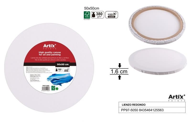 Podobrazie malarskie okrągłe białe 50 × 50 × 1,6 380 g/m²