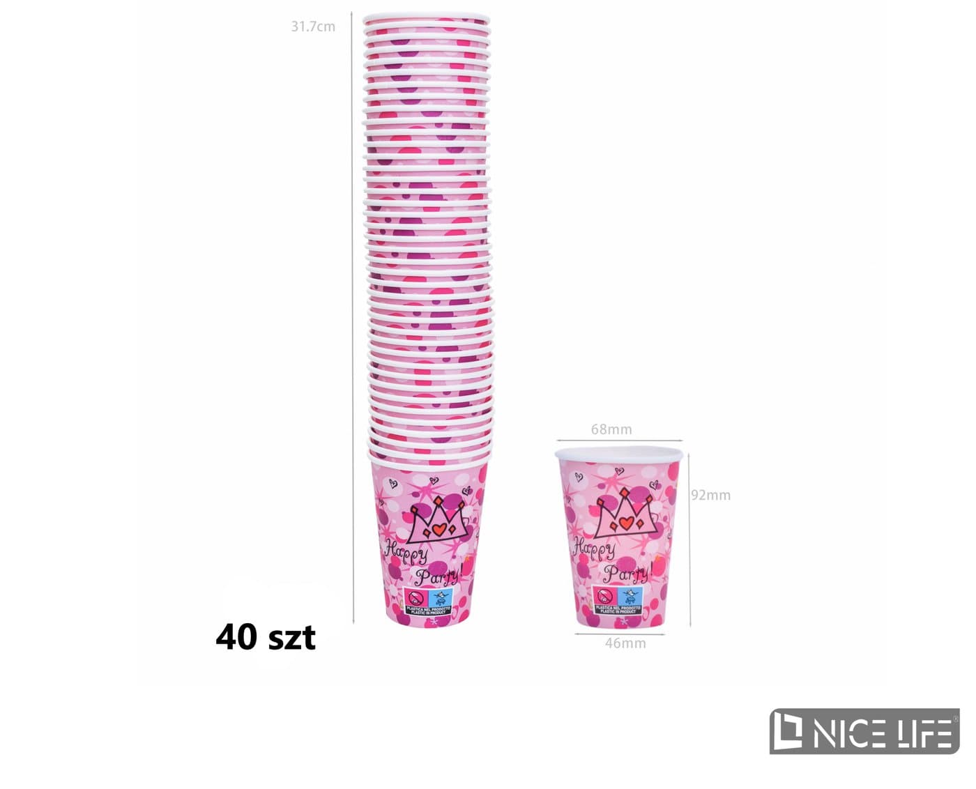 Kubeczki papierowe 210 ml (40 szt) - KORONA SISI