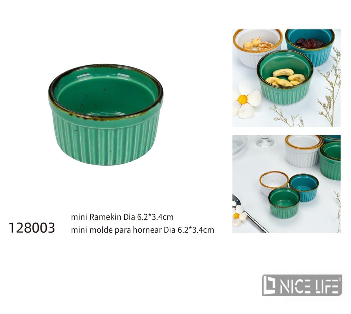 Forma do pieczenia mini ceramiczna zielona 6,2 × 3,4