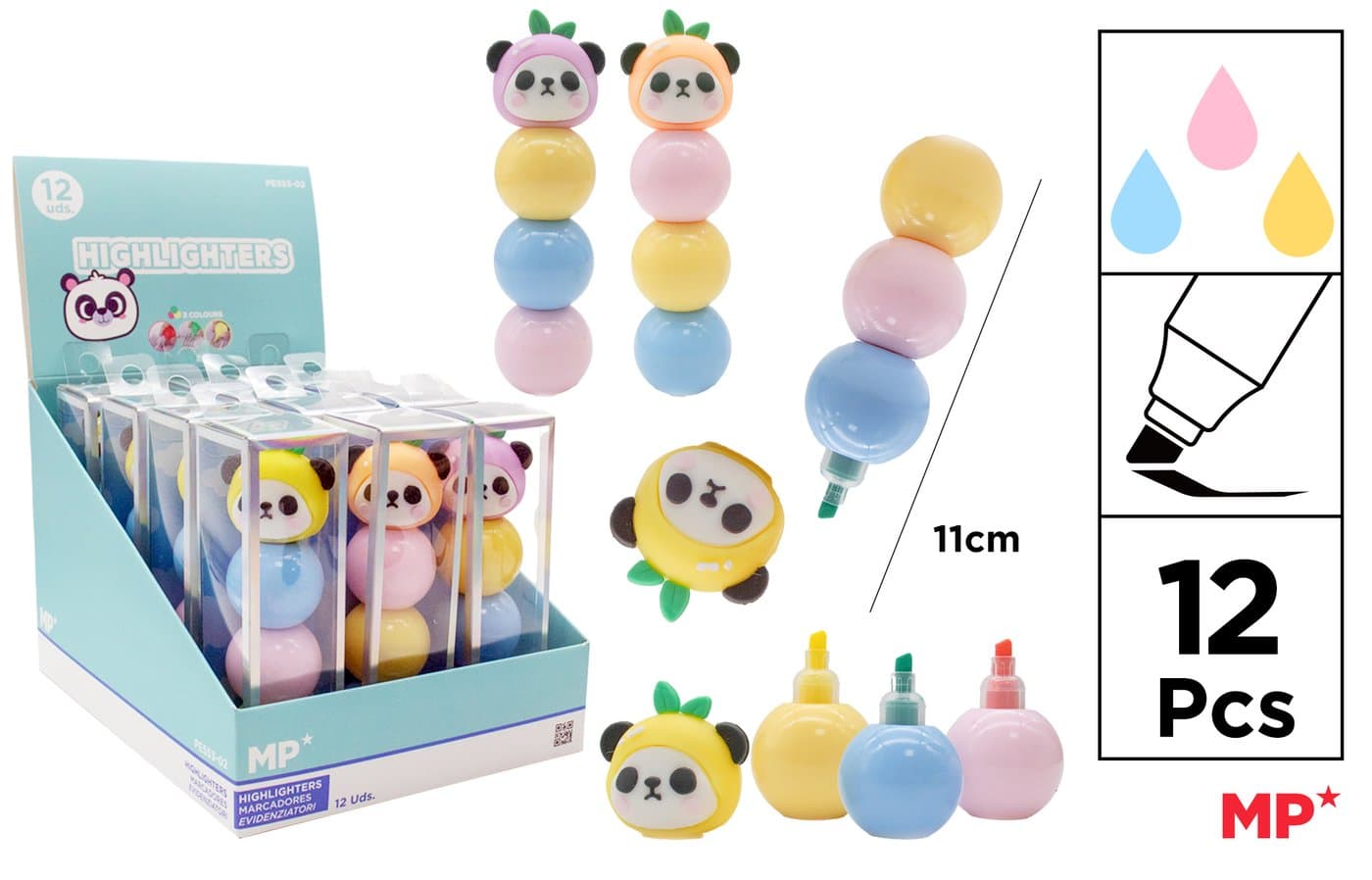 Zakreślacz pastelowy z zatyczką panda