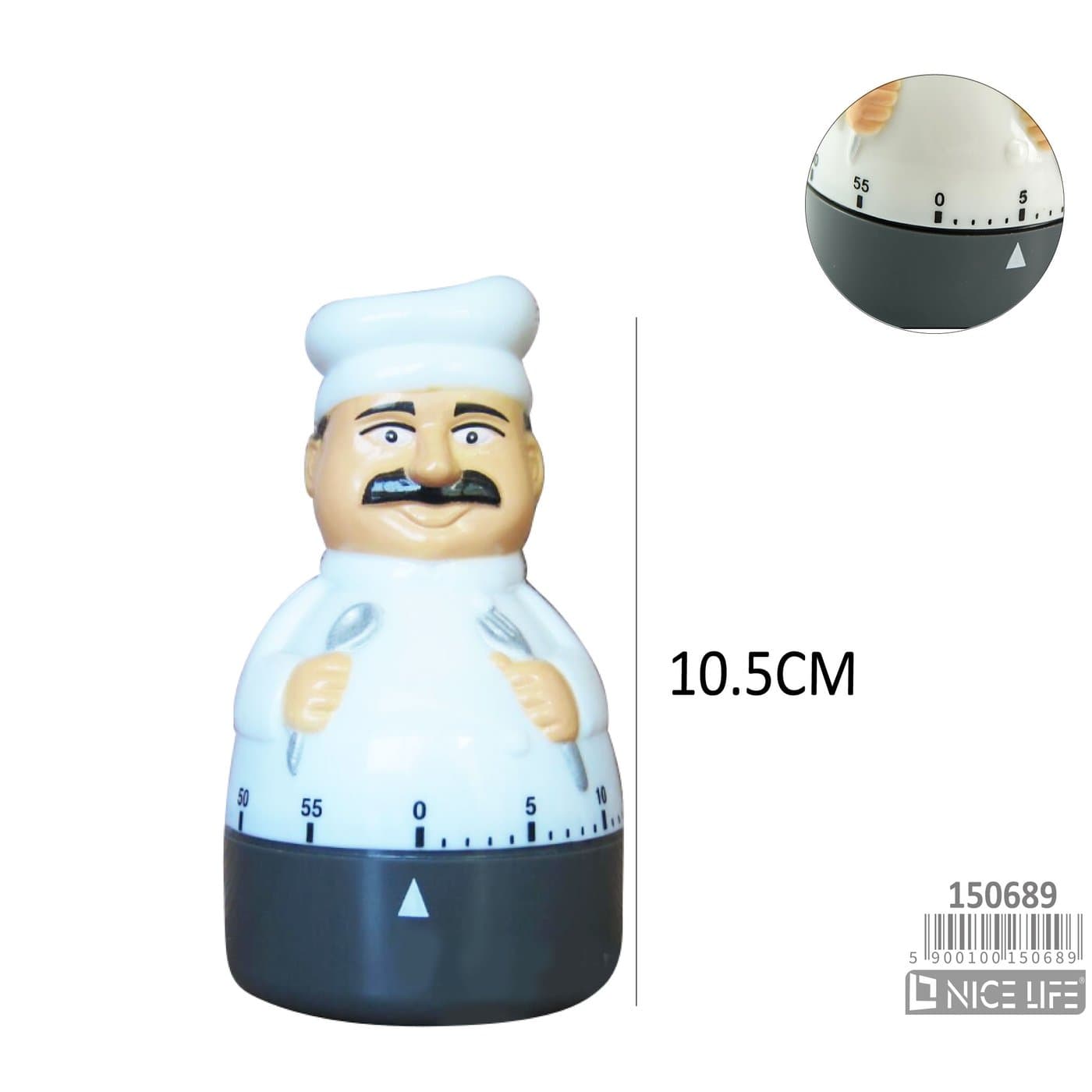 Minutnik kuchenny w formie kucharza, biało-granatowy