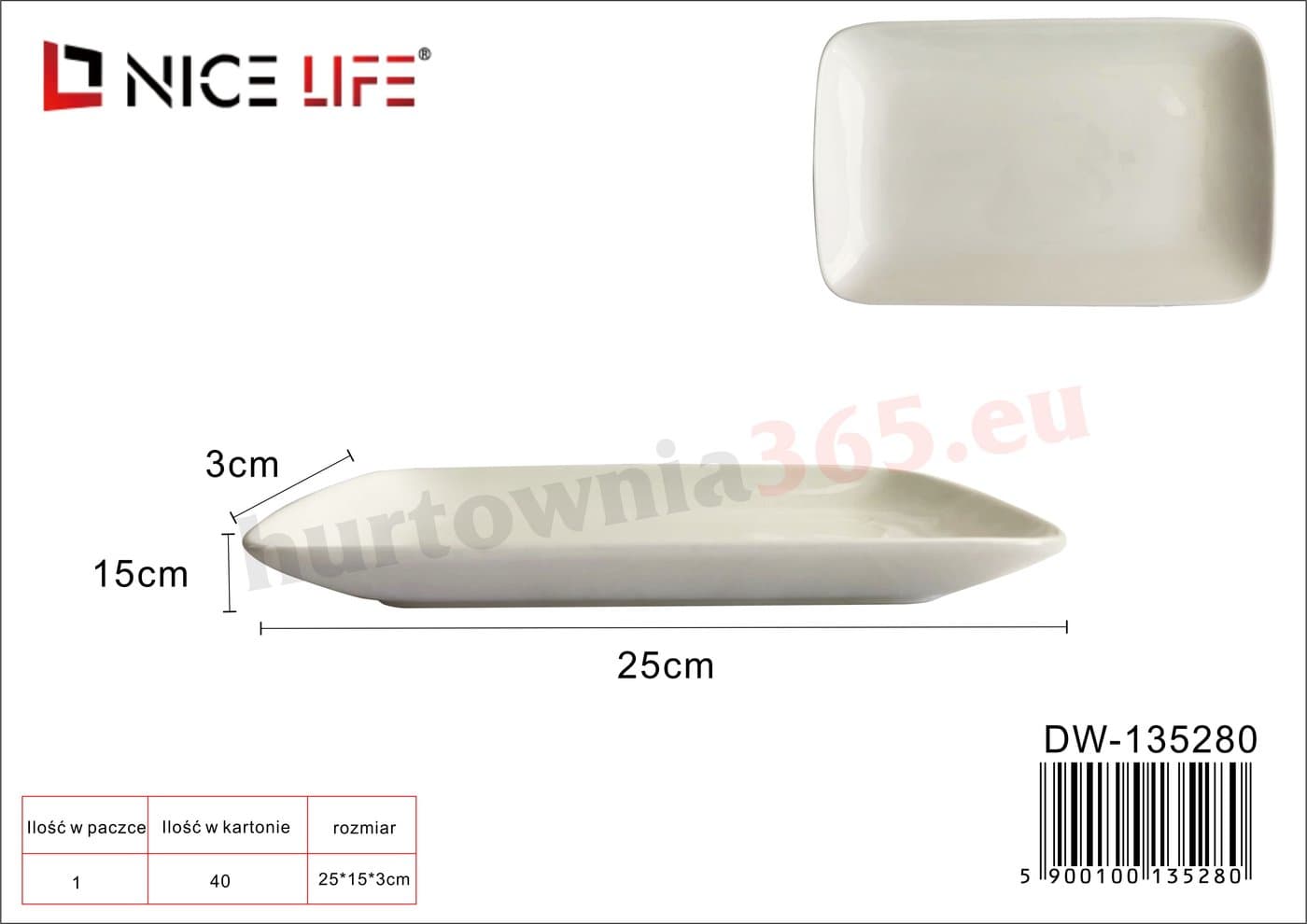 Naczynie ceramiczne białe prostokątne do podawania dań