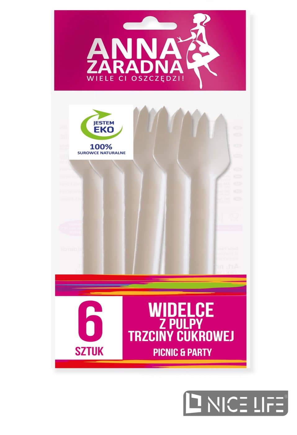Widelec z pulpy trzciny cukrowej 6 szt