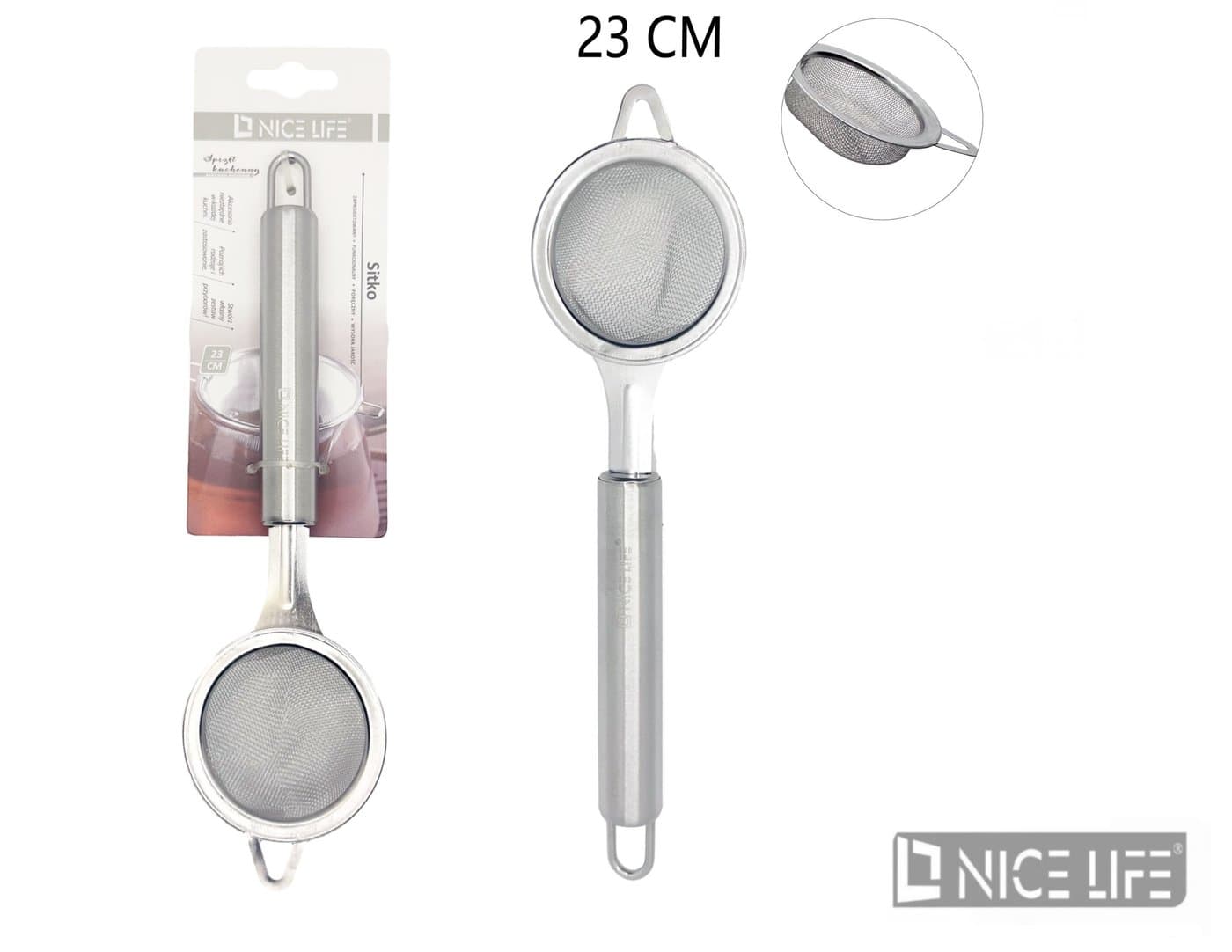 Sitko kuchenne metalowe z metalowym uchwytem