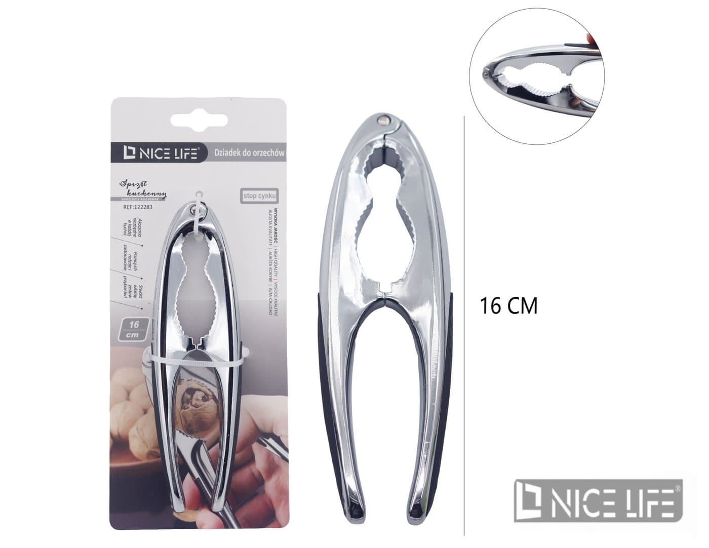 Dziadek do orzechów metalowy srebrny 16 cm