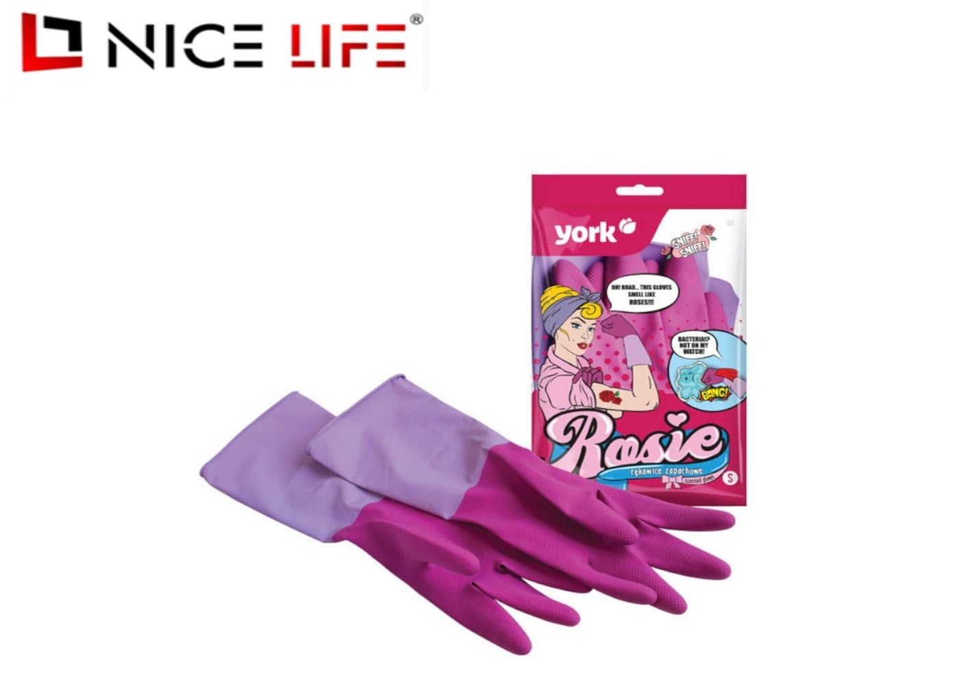 Rękawice gumowe zapachowe ROSIE - L