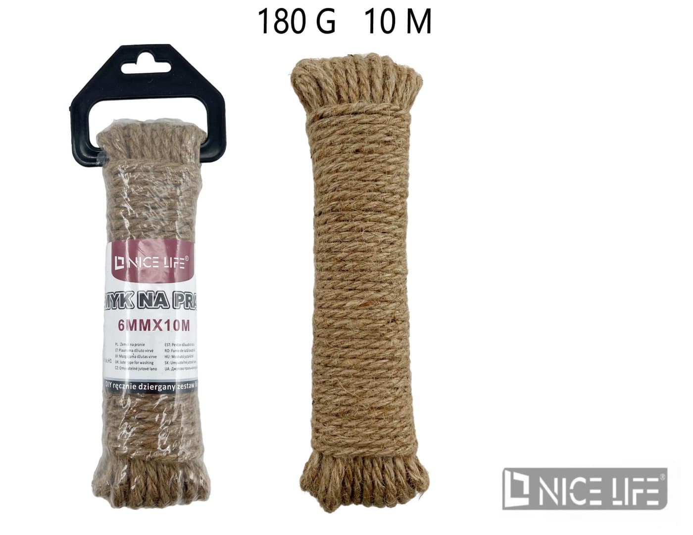 Sznur jutowy na pranie 6 mm × 10 m