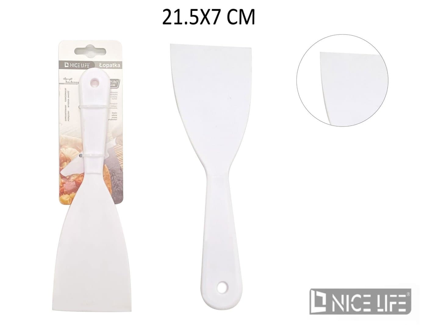 Łopatka do ciasta biała plastikowa z szeroką końcówką