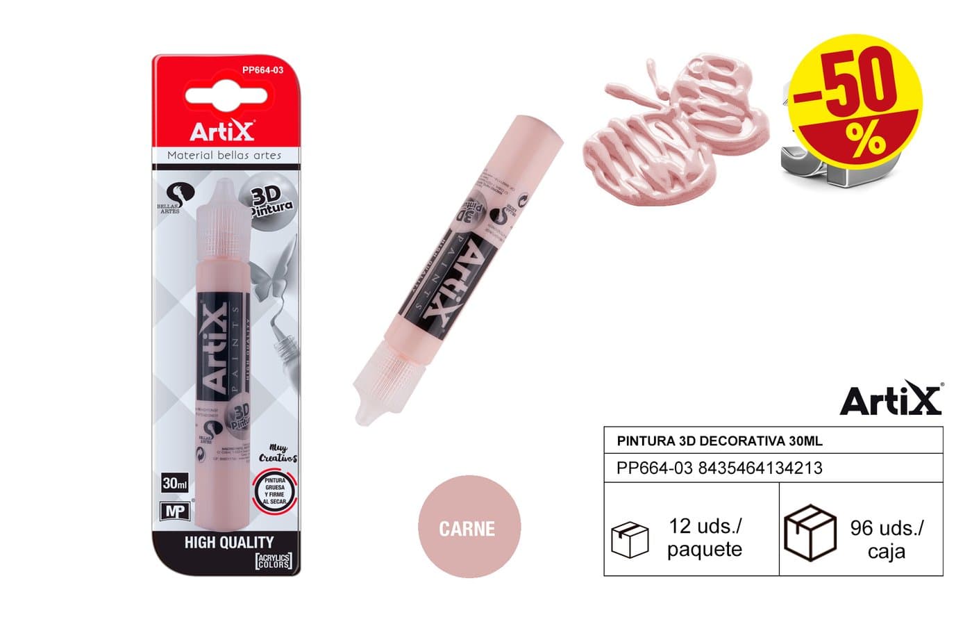 Farba dekoracyjna 3D 30 ml jasnoróżowa