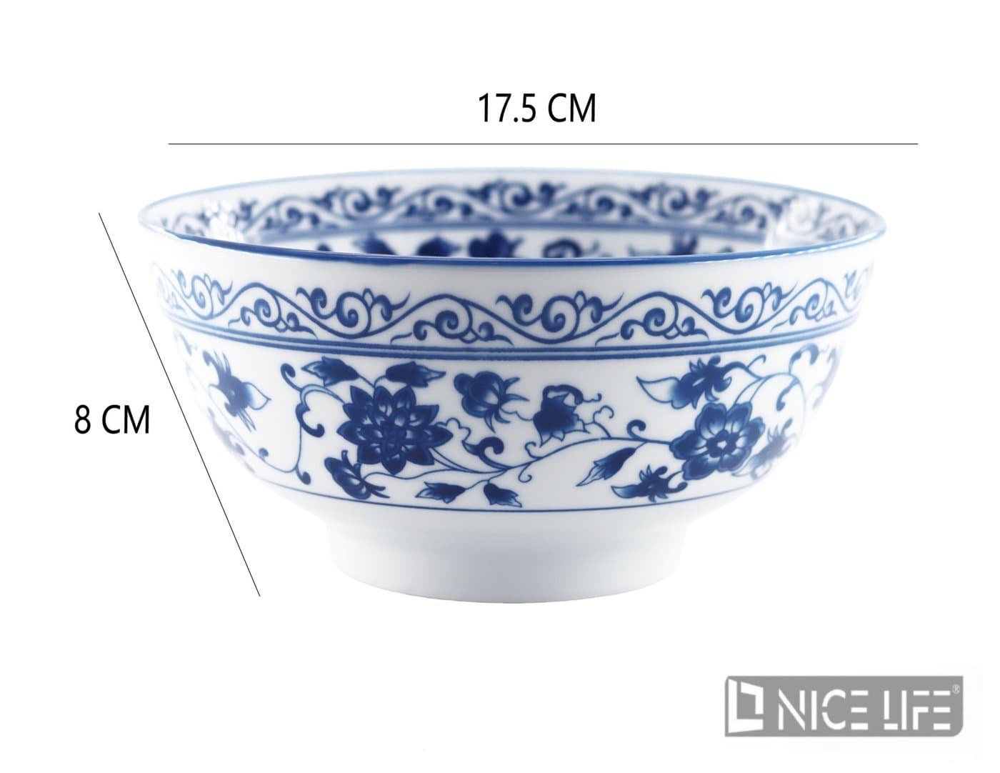 Miska ceramiczna z niebieskim ornamentem kwiatowo-roślinnym