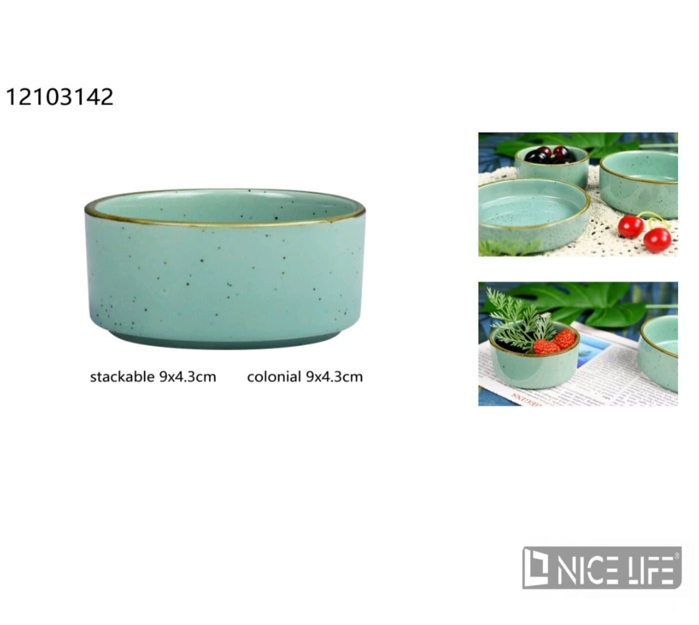 Miseczka ceramiczna zielona nakrapiana, 9 × 4,3