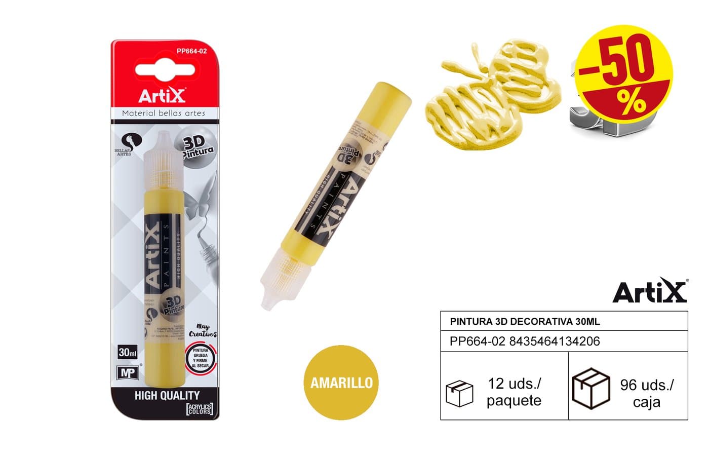 Farba dekoracyjna 3D 30 ml żółta