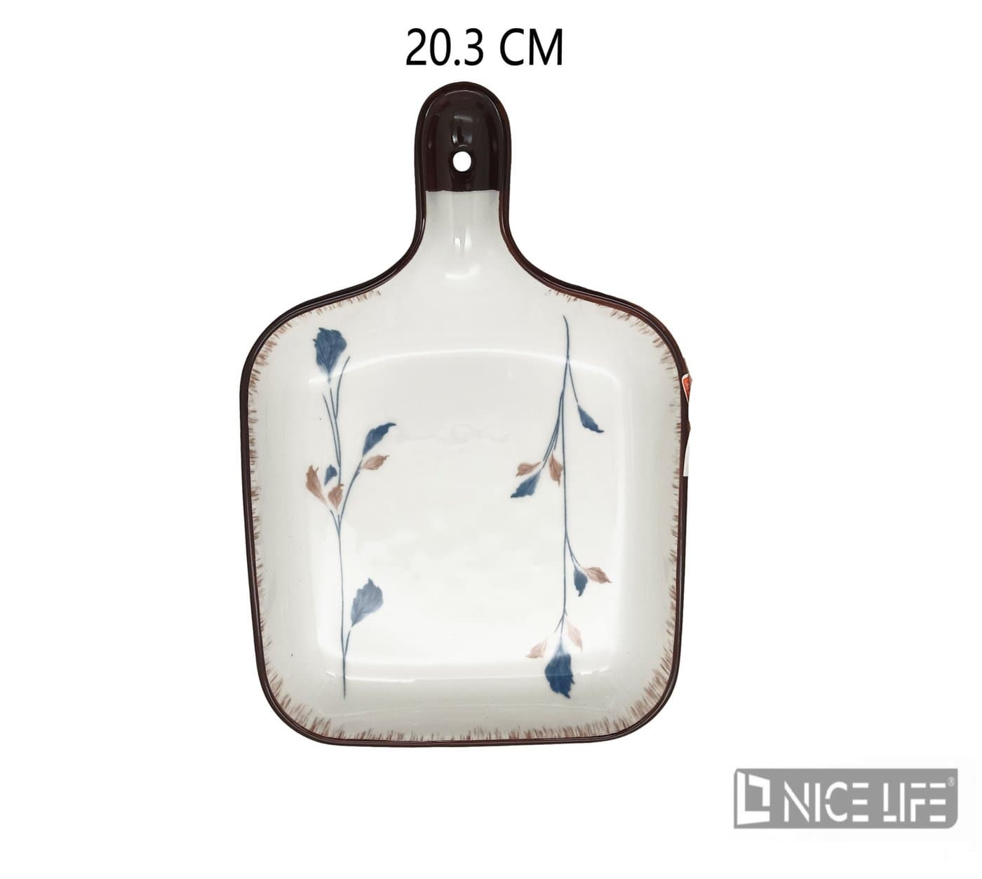 Talerz ceramiczny kwadratowy z uchwytem i kwiatami