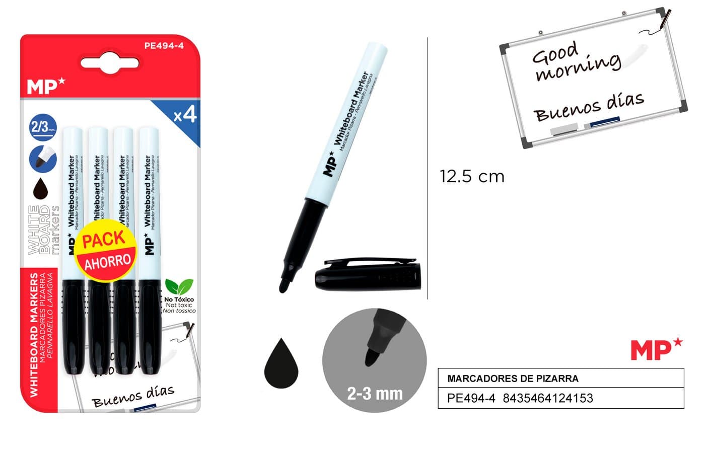 Marker do tablic 4 szt./op. czarny 2-3MM MP