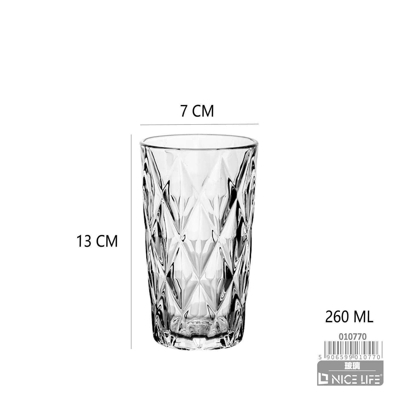 Szklanka z fasetowanym geometrycznym zdobieniem