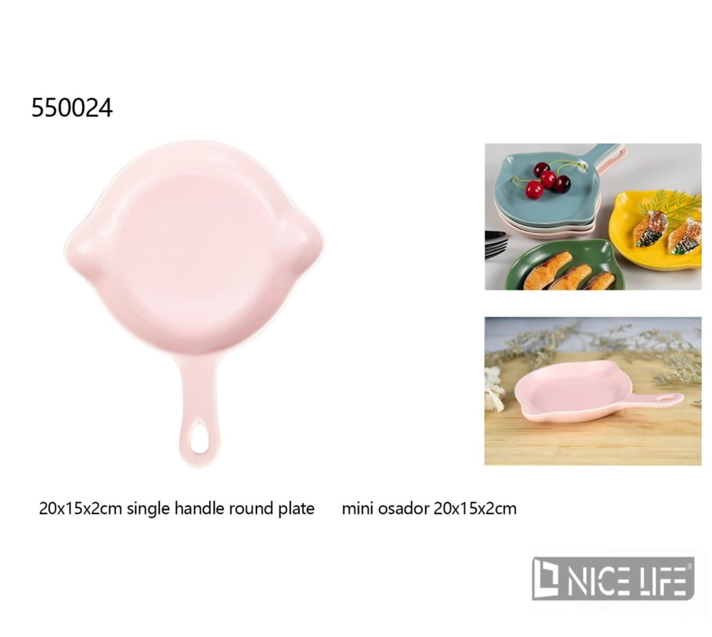 Talerz ceramiczny z uchwytem różowy