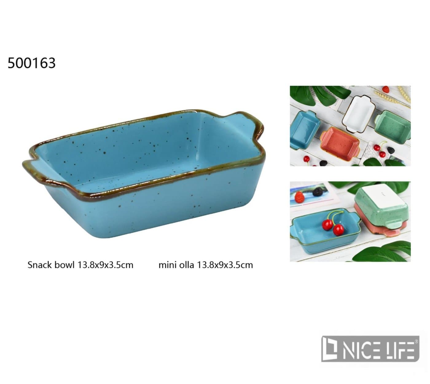 Naczynie ceramiczne niebieskie z uchwytami