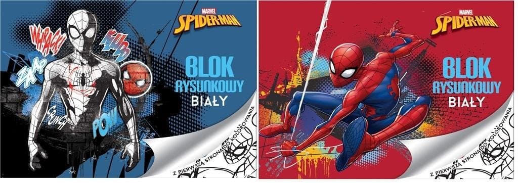BLOK RYSUNKOWY BIAŁY A4/20k. z pierwszą stroną do kolorowania SPIDER MAN