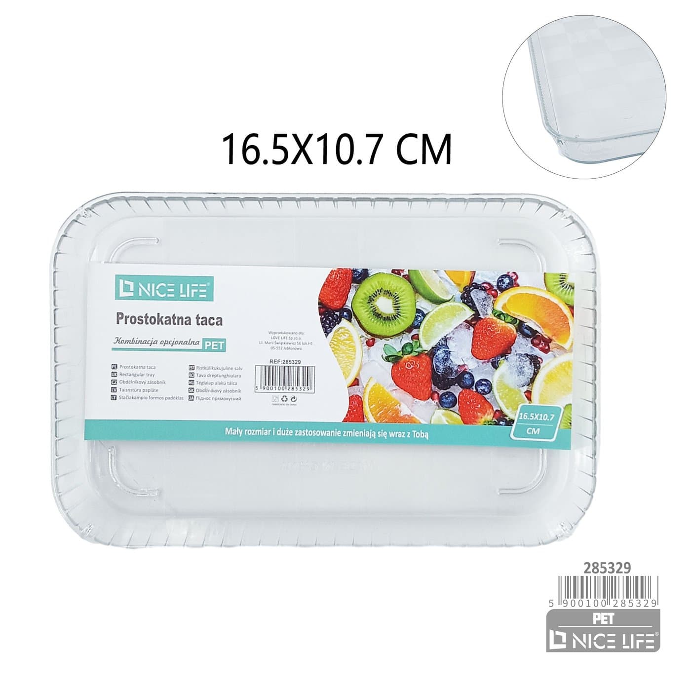 Taca plastikowa prostokątna z ryflowanym brzegiem