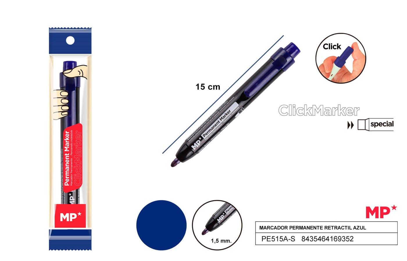 Marker permanentny niebieski Click