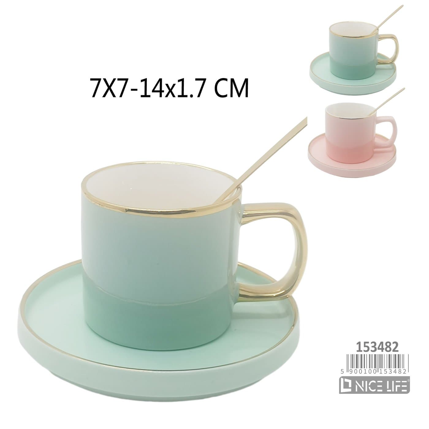 Filiżanka ceramiczna pastelowa ze złotym obrzeżem