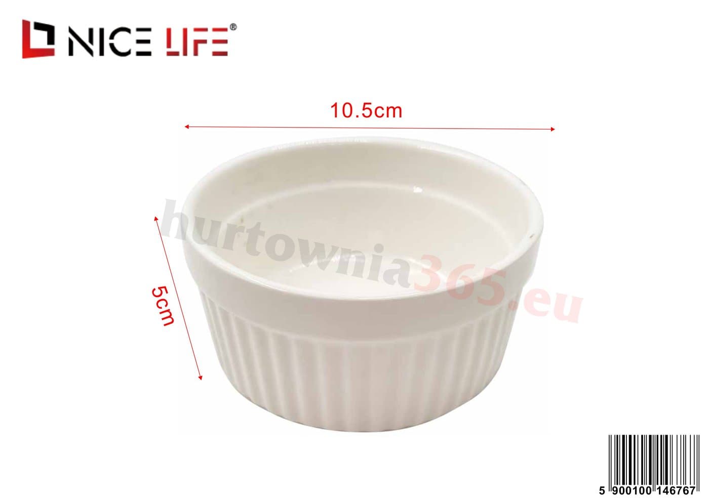 Salaterka ceramiczna biała z pionowym ryflowaniem