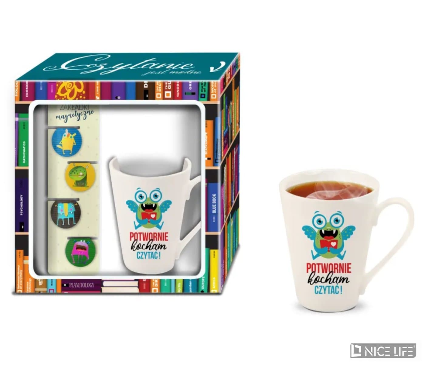 Kubek NBC Skos 300ml plus zakładka - Potwornie kocham czytać