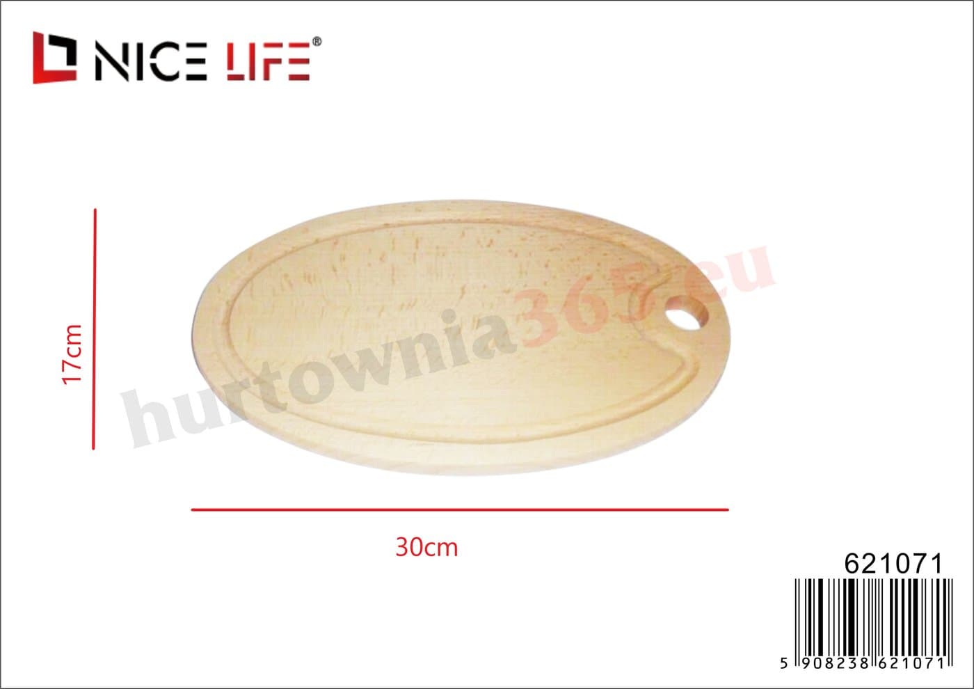 Deska drewniana owalna do krojenia i serwowania 30 × 17 cm