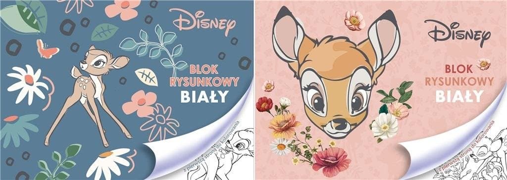 BLOK RYSUNKOWY BIAŁY A4/20k. z pierwszą stroną do kolorowania BAMBI