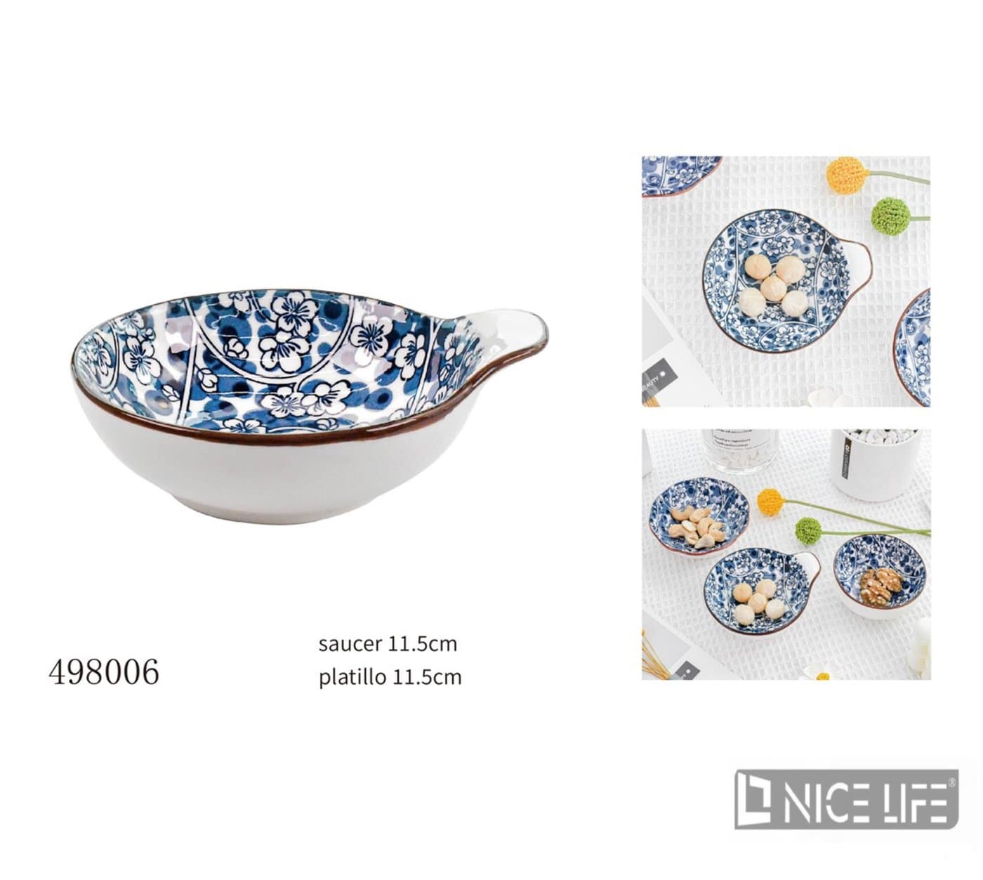 Miseczka ceramiczna biała w kwiaty, 11,5